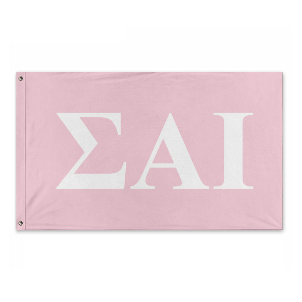 Sigma Alpha Iota Bold Greek Flag - Azalea & White