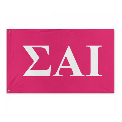 Sigma Alpha Iota Bold Greek Flag - Hot Pink & White