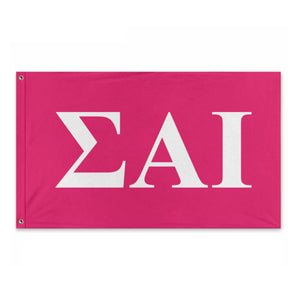 Sigma Alpha Iota Bold Greek Flag - Hot Pink & White