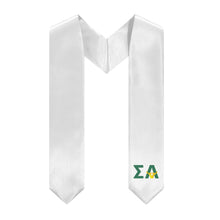 Load image into Gallery viewer, Sigma Alpha Greek Letters With Bull Stole - White