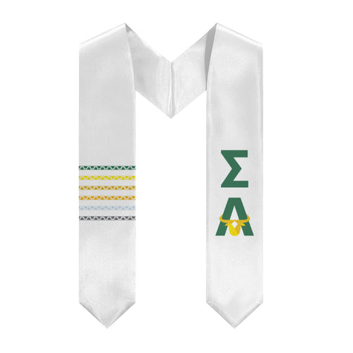 Sigma Alpha Baby Bull Stripe Stole - White