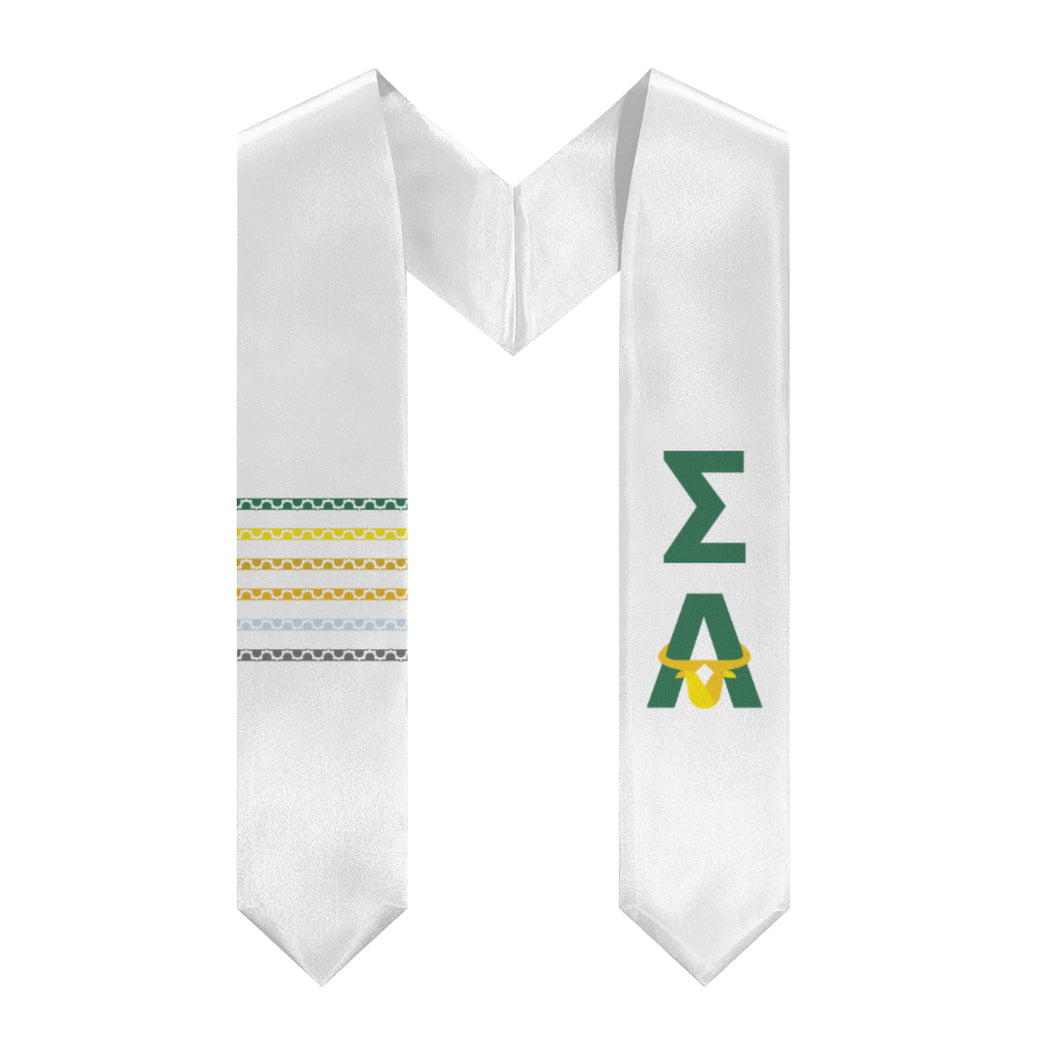 Sigma Alpha Baby Bull Stripe Stole - White