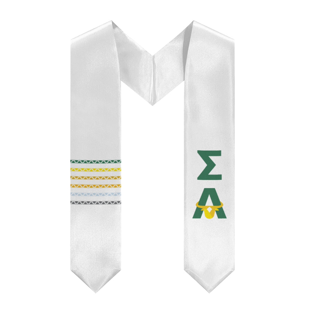 Sigma Alpha Baby Bull Stripe Stole - White