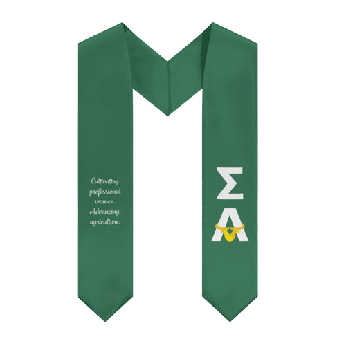 Sigma Alpha Bull Letters Stole - Emerald Green