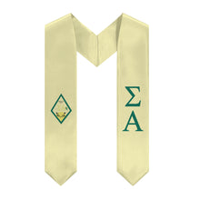 Load image into Gallery viewer, Sigma Alpha Graduation Stole With Crest - Yellow &amp; Emerald