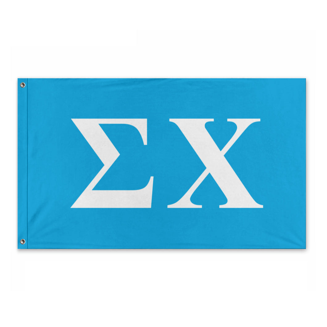 Sigma Chi Bold Greek Flag - Turquoise & White