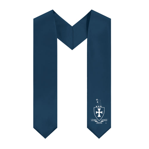 Sigma Chi Stole With Coat Of Arms - Navy & White
