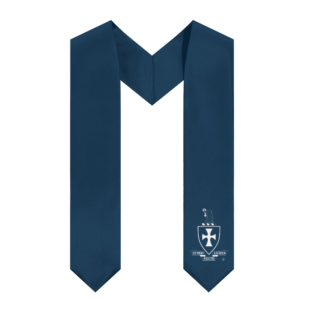 Sigma Chi Stole With Coat Of Arms - Navy & White