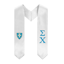 Load image into Gallery viewer, Sigma Chi Graduation Stole With Shield - White, Blue &amp; Navy