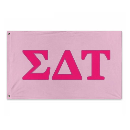 Sigma Delta Tau Wide Block Greek Flag - Light Pink, Hot Pink & Dark Pink