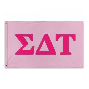 Sigma Delta Tau Wide Block Greek Flag - Light Pink, Hot Pink & Dark Pink