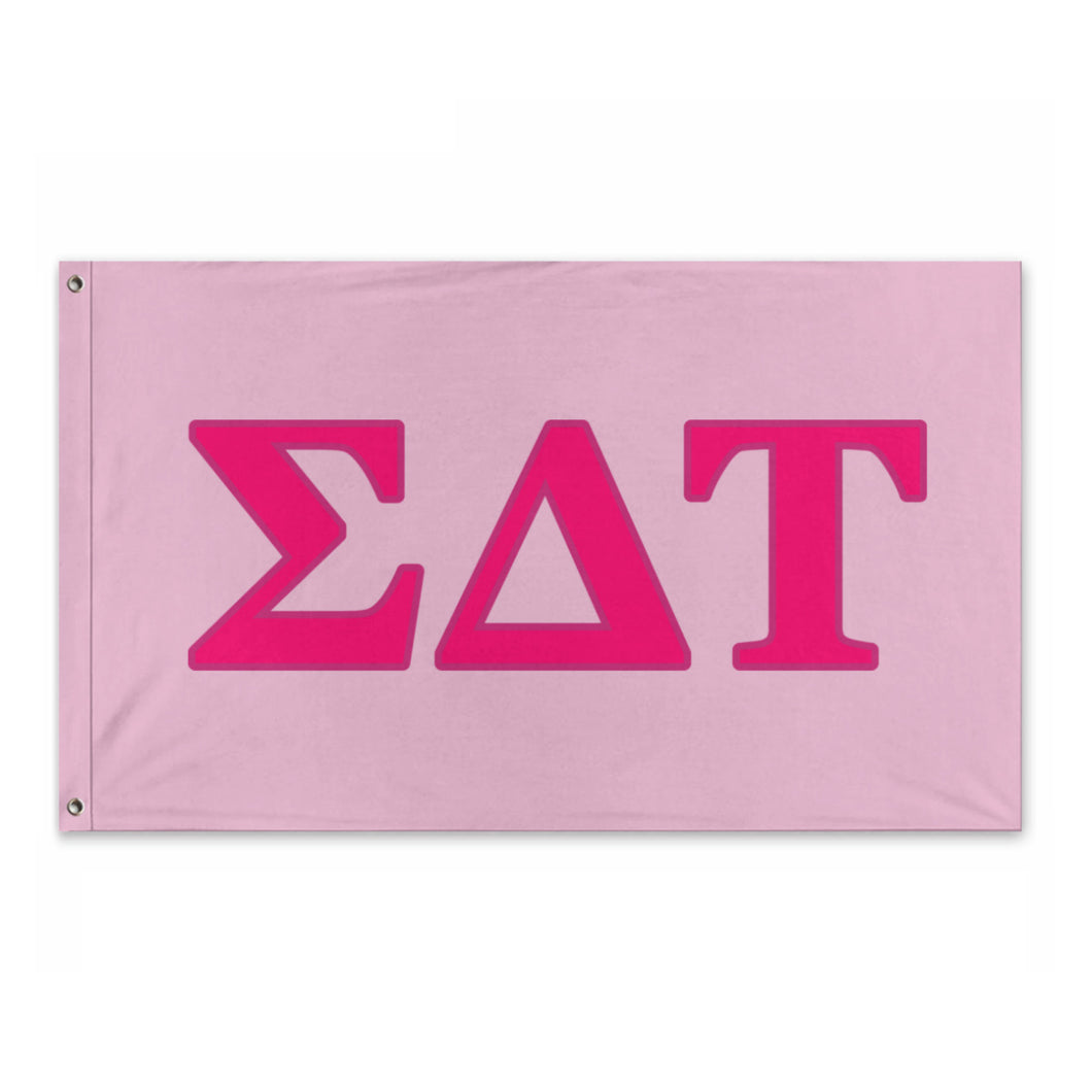 Sigma Delta Tau Wide Block Greek Flag - Light Pink, Hot Pink & Dark Pink