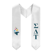 Load image into Gallery viewer, Sigma Delta Tau Graduation Stole With Torch - White