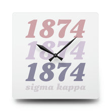 Load image into Gallery viewer, Sigma Kappa 1874 Acrylic Wall Clock
