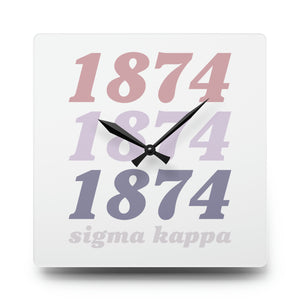 Sigma Kappa 1874 Acrylic Wall Clock