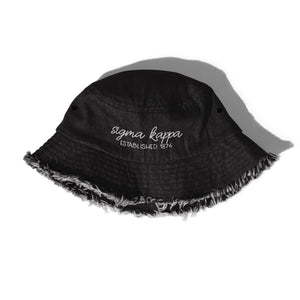 Sigma Kappa Distressed Denim Bucket Hat