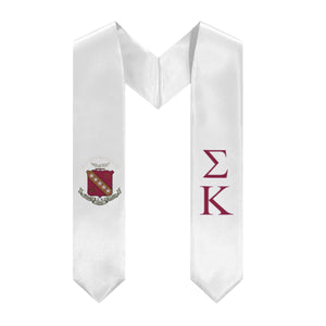 Sigma Kappa Graduation Stole With Crest - White, Maroon & Lavender