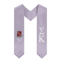 Load image into Gallery viewer, Sigma Kappa + Crest + Class of 2026 Graduation Stole - Custom Lavender &amp; White