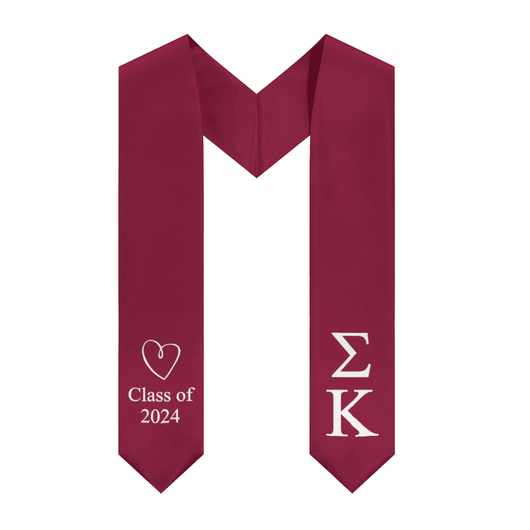 Sigma Kappa Heart Sorority Stole - Maroon