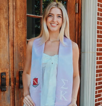 Load image into Gallery viewer, Sigma Kappa + Crest + Class of 2025 Graduation Stole - Custom Lavender &amp; White