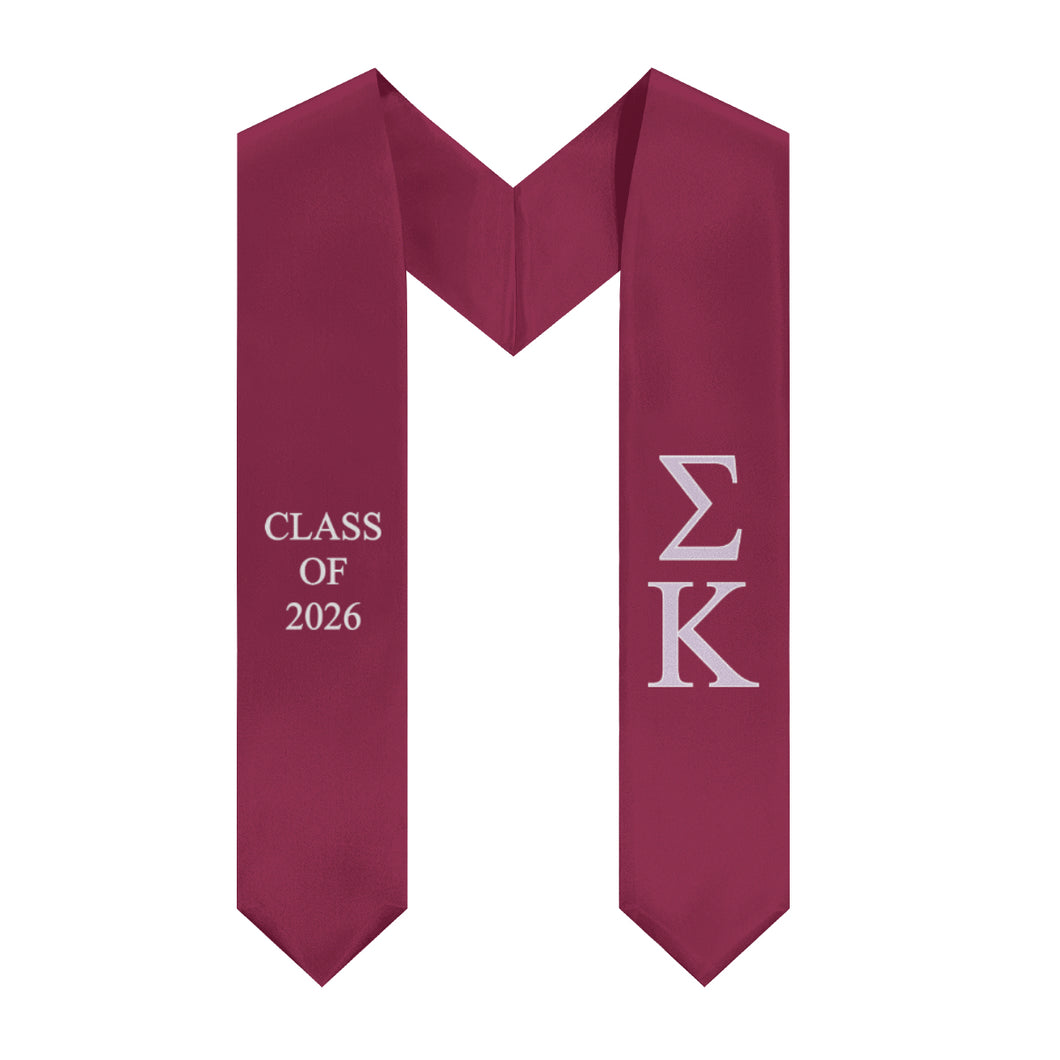 Sigma Kappa Class of 2026 Sorority Stole - Maroon, Lavender & White