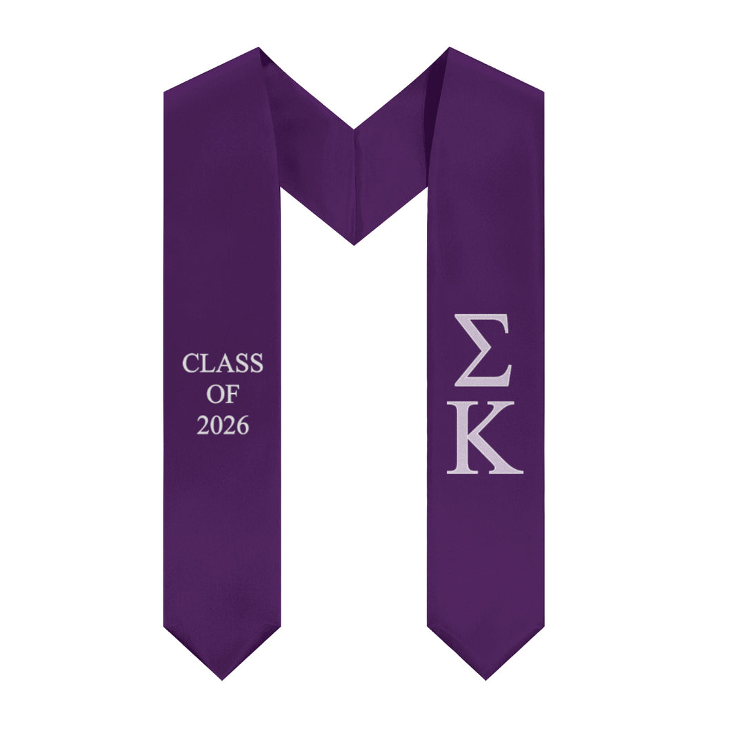Sigma Kappa Class of 2026 Sorority Stole - Purple, Lavender & White