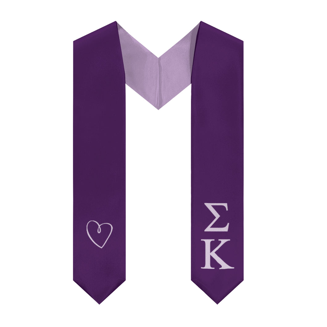 Sigma Kappa Two-Tone Heart Graduation Stole