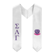 Load image into Gallery viewer, Sigma Lambda Gamma Graduation Stole With Crest - White
