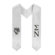 Load image into Gallery viewer, Sigma Nu Graduation Stole With Crest - White, Black &amp; Gold