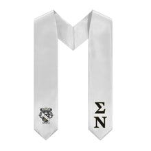 Load image into Gallery viewer, Sigma Nu Stole + Block Letters + Crest - White, Black &amp; Gold - 2