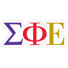 Load image into Gallery viewer, Sigma Phi Epsilon Greek Letters Sticker - Purple, Red, Gold
