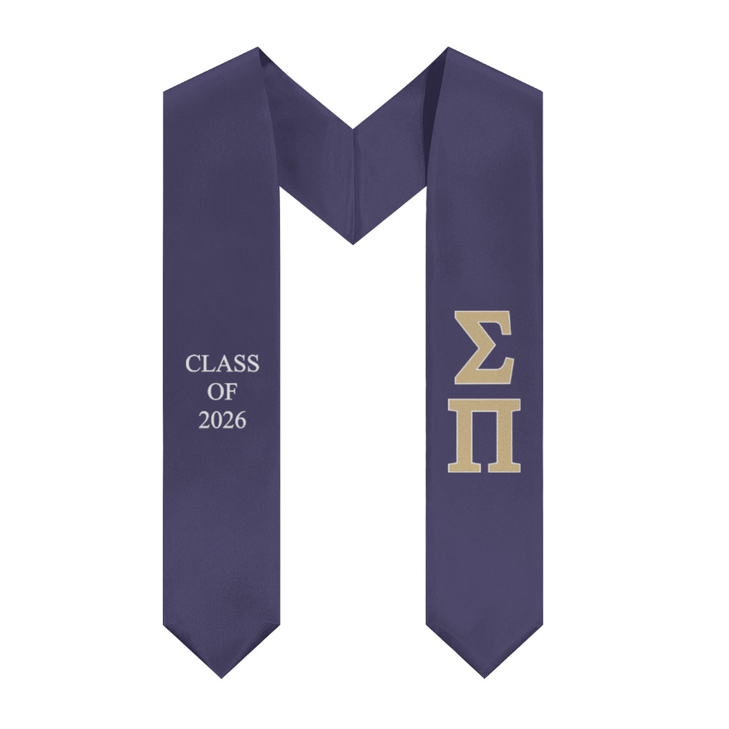 Sigma Pi Class Of 2026 Fraternity Stole - Purple, Gold & White