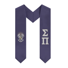 Load image into Gallery viewer, Sigma Pi Graduation Stole With Crest - Purple, Cool Gray &amp; Gold