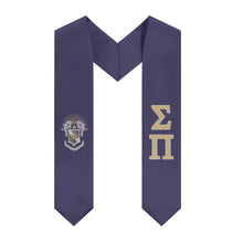 Load image into Gallery viewer, Sigma Pi Graduation Stole With Crest -Purple, Gold &amp; White