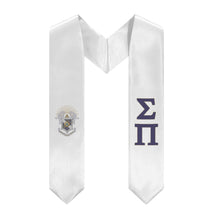 Load image into Gallery viewer, Sigma Pi Graduation Stole With Crest - White, Purple &amp; Gold