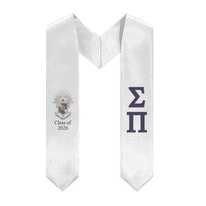 Sigma Pi + Crest + Class of 2026 Graduation Stole - White, Purple & Gold