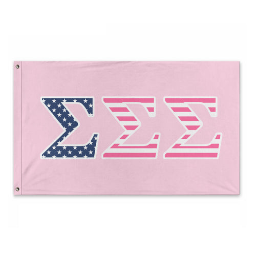 Sigma Sigma Sigma Preppy Pink American Flag - Light Pink