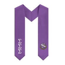 Load image into Gallery viewer, Sigma Sigma Sigma Graduation Stole With Crest - Fresh Violet &amp; White - 2