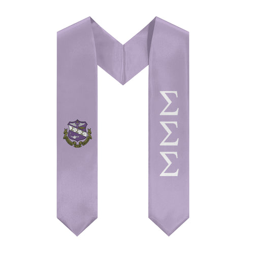 Sigma Sigma Sigma Graduation Stole With Crest - Lavender & White