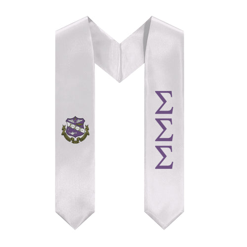 Sigma Sigma Sigma Graduation Stole With Crest - White