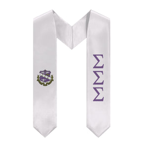 Sigma Sigma Sigma Graduation Stole With Crest - White