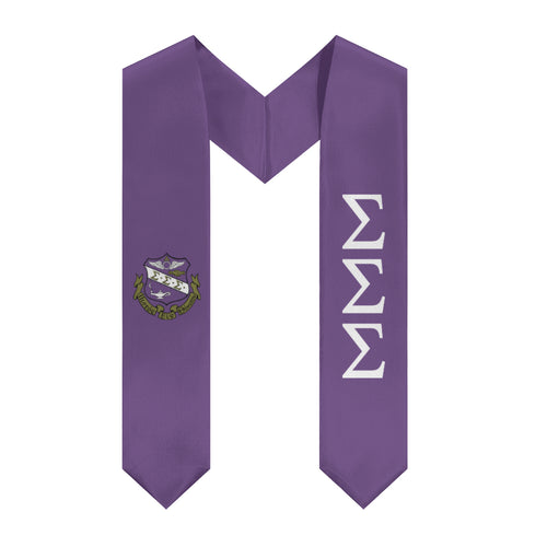 Sigma Sigma Sigma Graduation Stole With Crest - Purple & White
