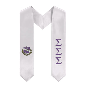 Sigma Sigma Sigma Graduation Stole With Crest - White