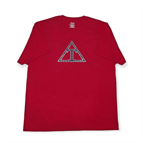 Triangle Stitch Lettered T-Shirt - Red, American Stars & White