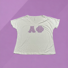 Load image into Gallery viewer, Alpha Phi Sorority Letter Shirt - White, Lilac Petals &amp; Lavender