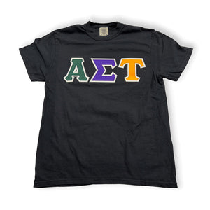 Alpha Sigma Tau Custom Comfort Colors Stitch Letter Shirts