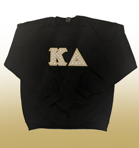 Kappa Delta Letter Sweatshirt - Black, Gold Foil Dots & Metallic Gold