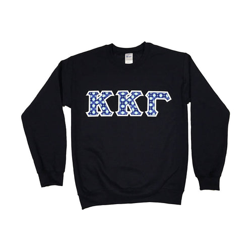 Kappa Kappa Gamma Letter Sweatshirt - Black, Azure & White