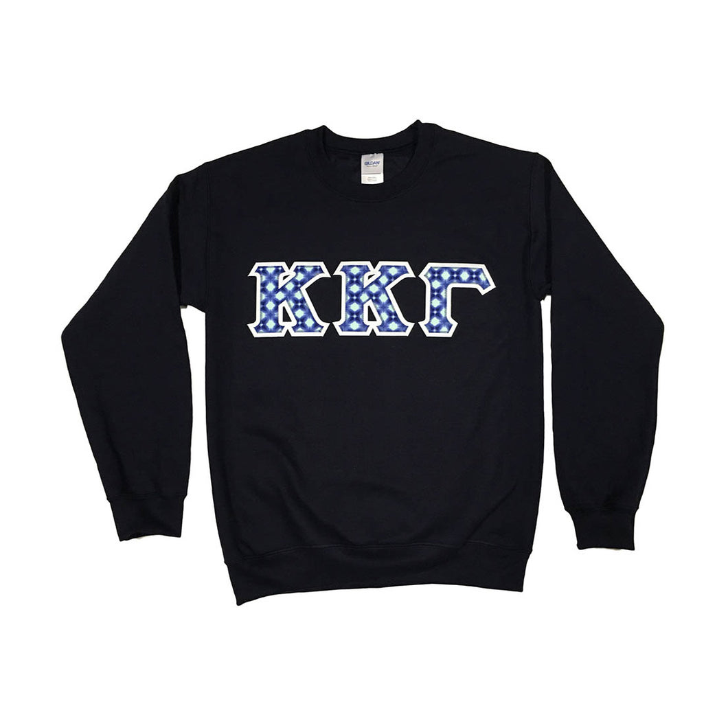 Kappa Kappa Gamma Letter Sweatshirt Black, Azure White