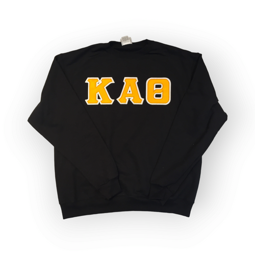 Kappa Alpha Theta Letter Sweatshirt - Black, Light Gold & White